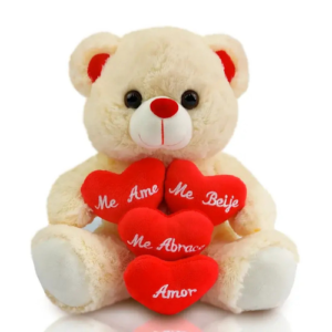 Urso de Pelúcia 25 cm Sentado - Me Beije, Me Abrace Pérola