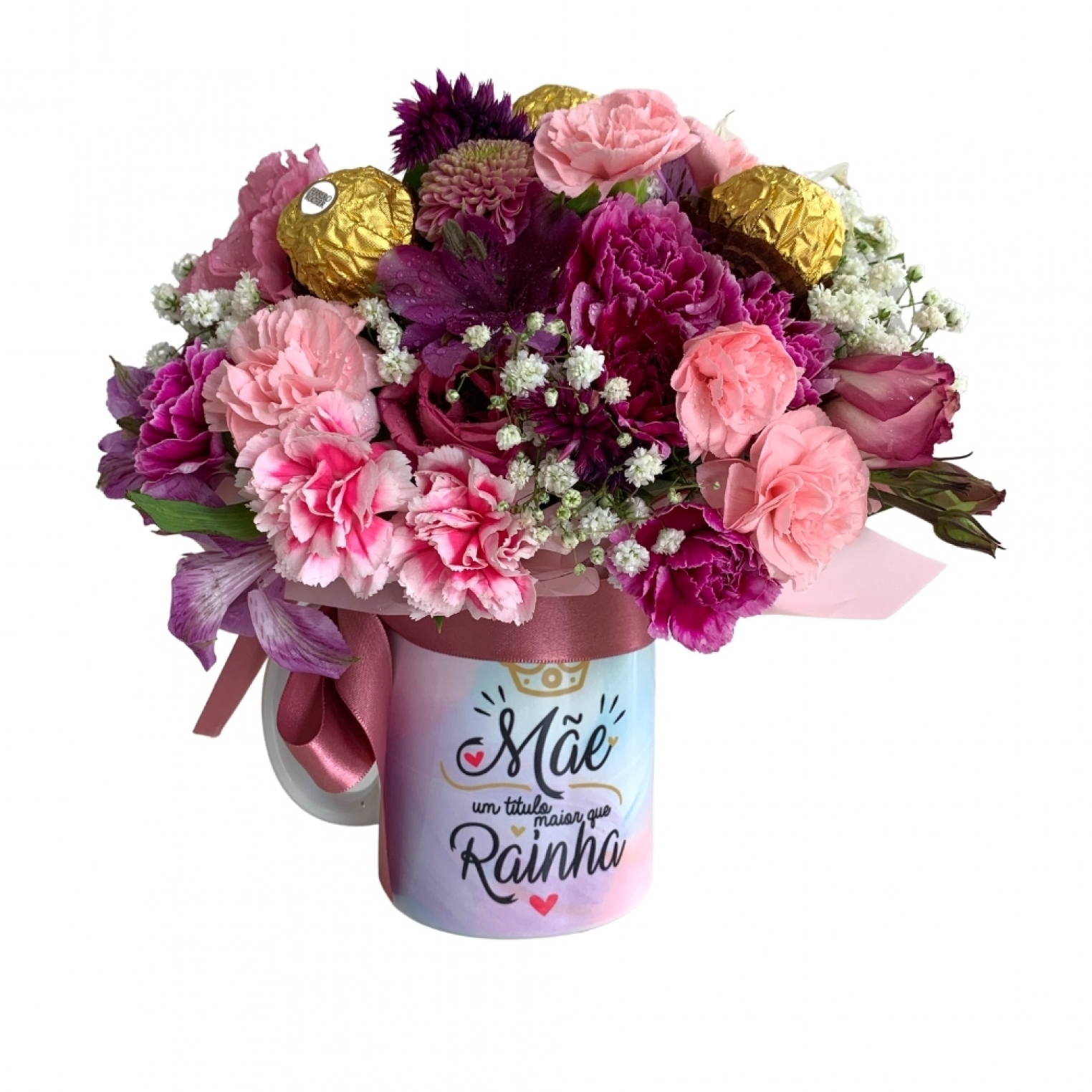 Arranjo de flores mistas na xícara - Dia das Mães
